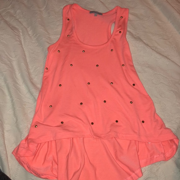Charlotte Russe Tops - Coral tank top with gold studs